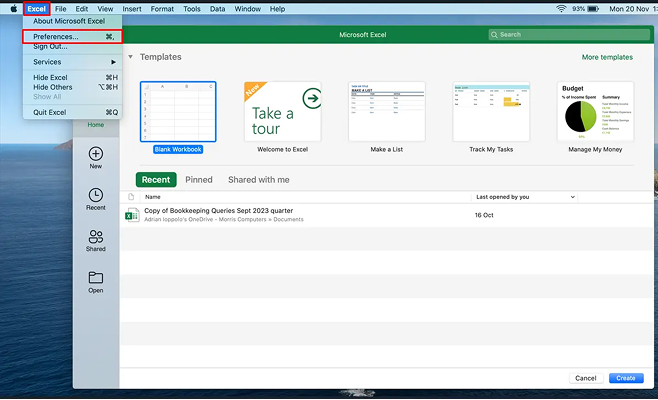 Excel bookkeeping template for managing financial transactions